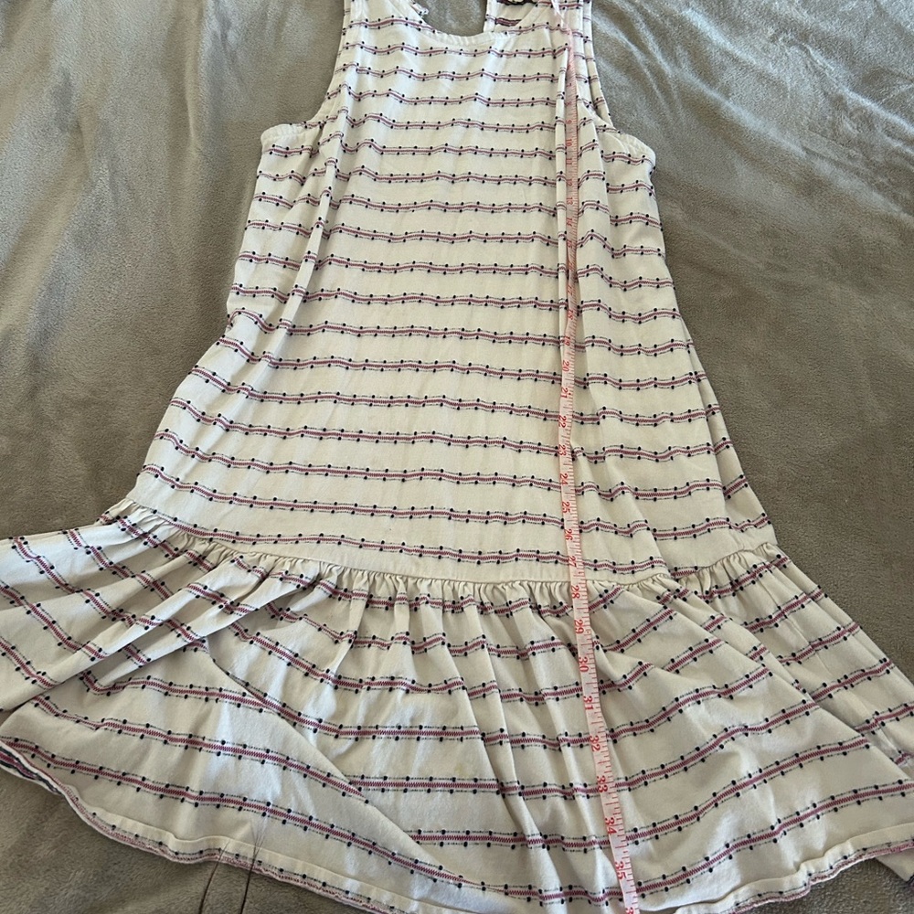 LOFT White and Purple Striped Mini Dress